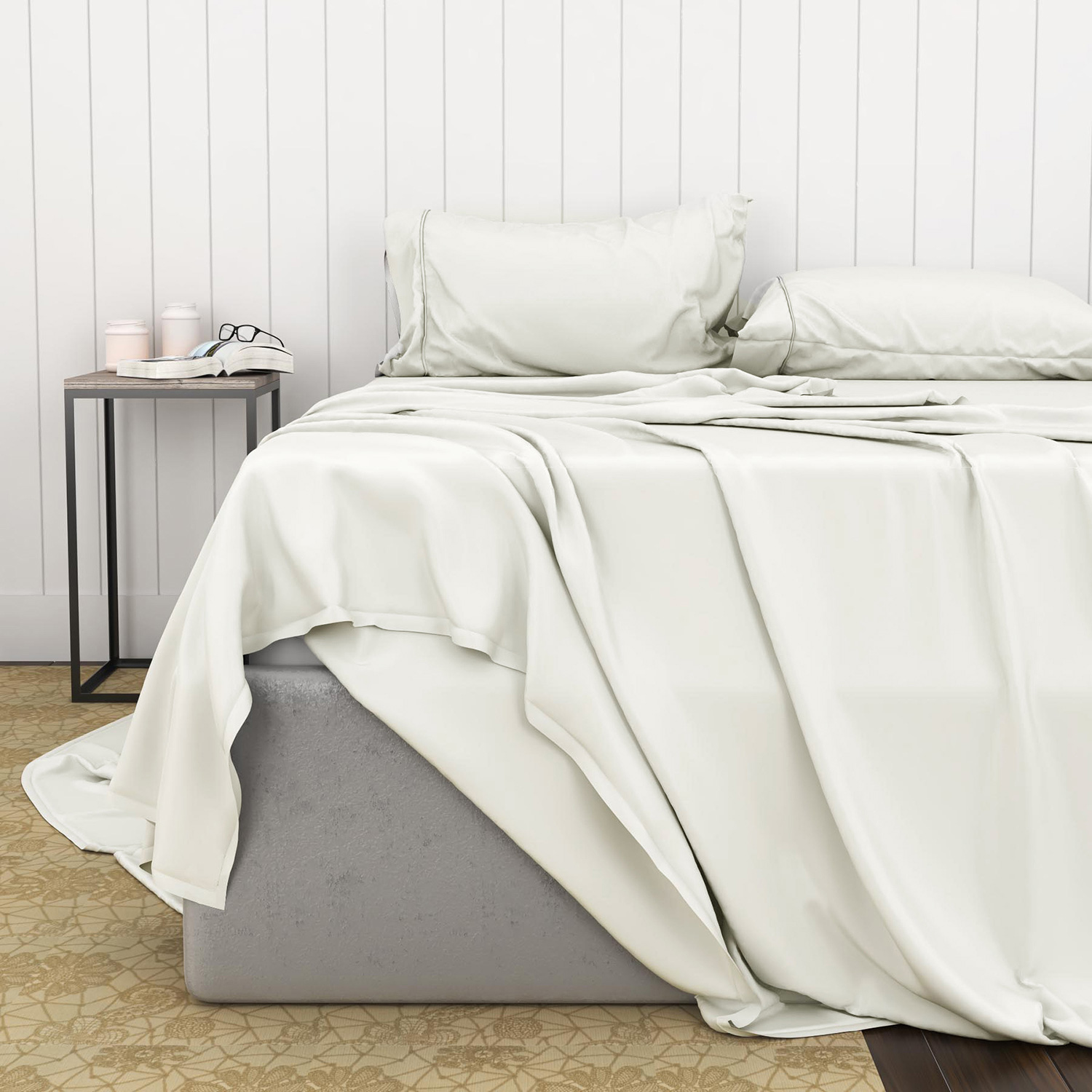 South Bay Bamboo Cotton Sheets - Ivory, Cal King Split Size