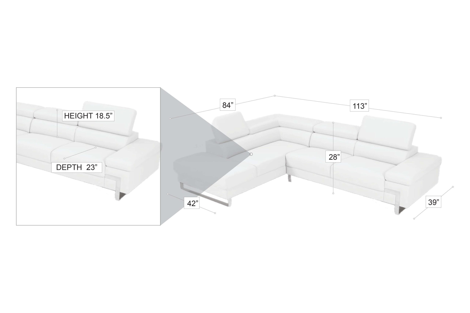 Stanza™ Athena Right Facing Sectional - Gray