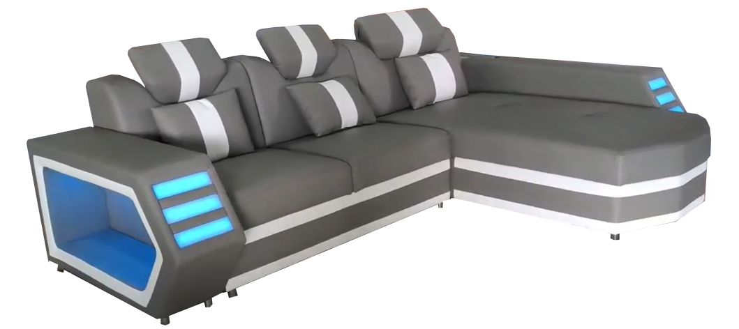 Stanza Boa Right Facing Sectional with LED - Gray