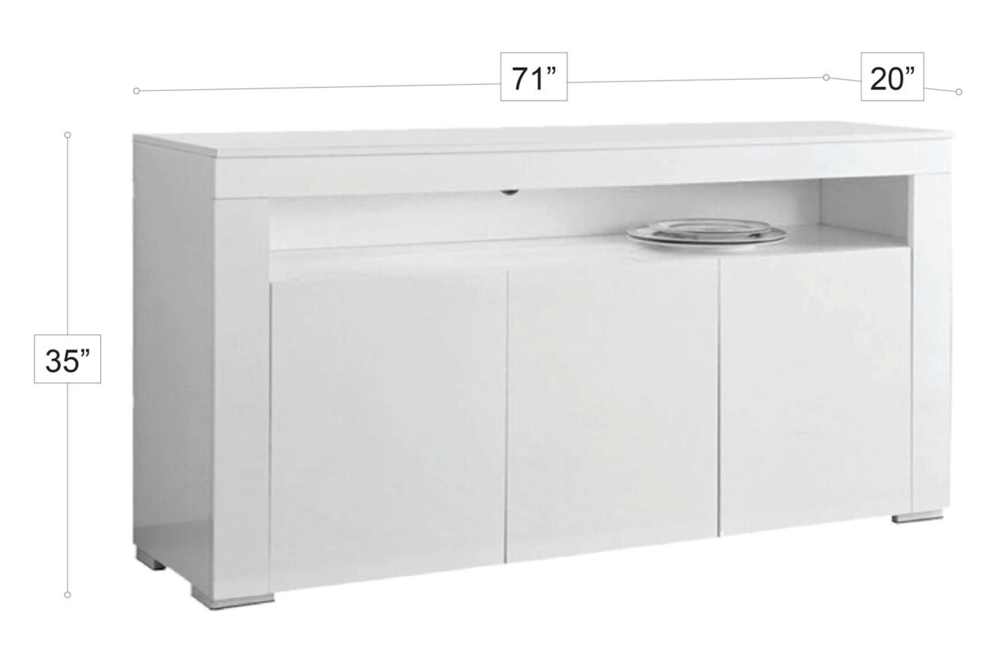 Stanza - Isabella White Gloss Buffet with LED Lights