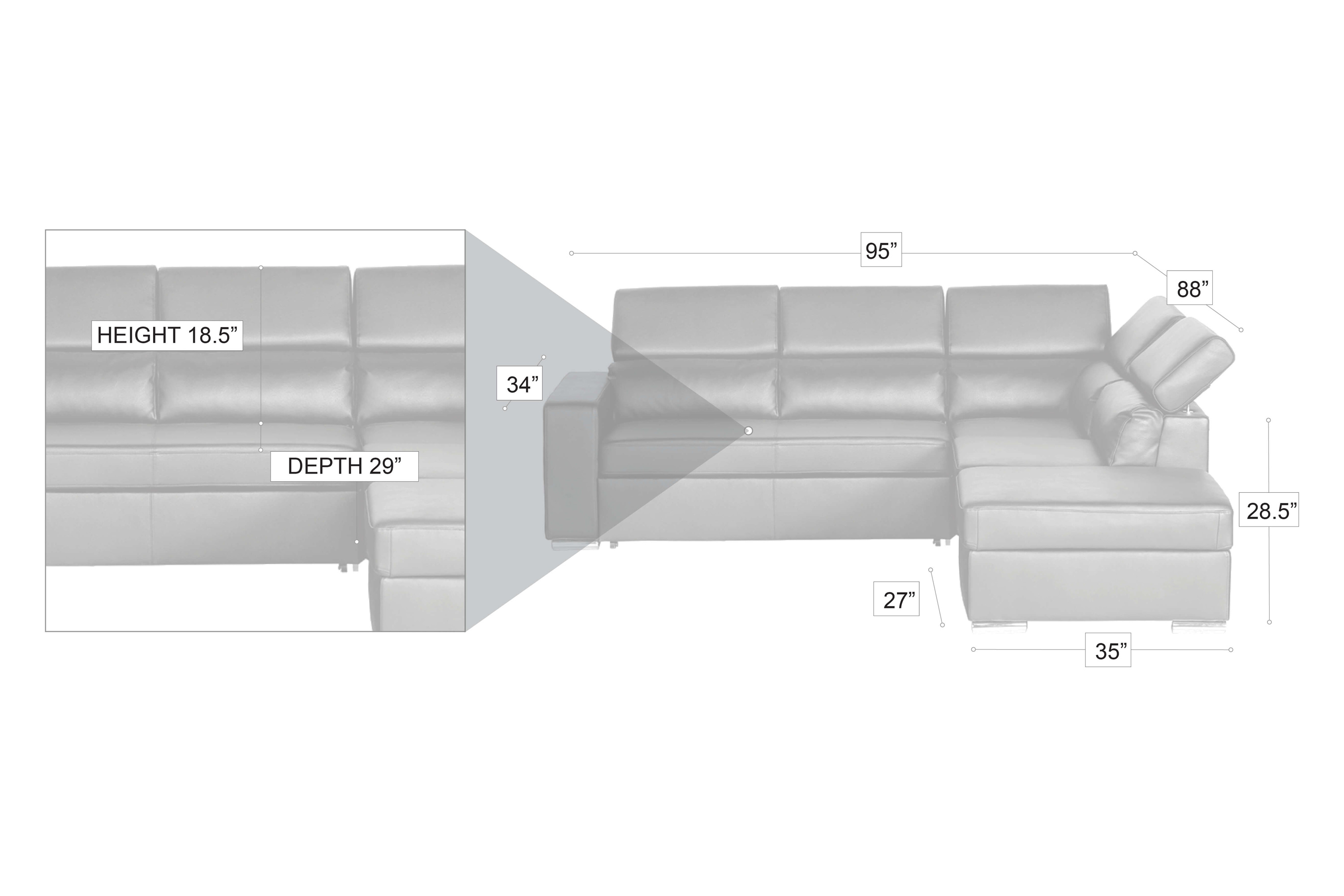 Stanza Klaus Left Facing Sectional - Gray