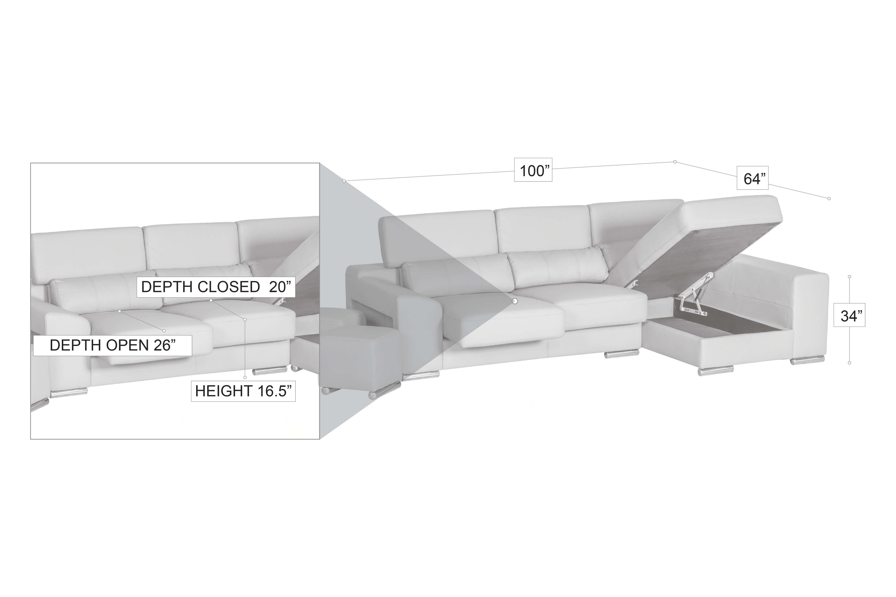 Stanza™ London Left Facing Sectional - Gray