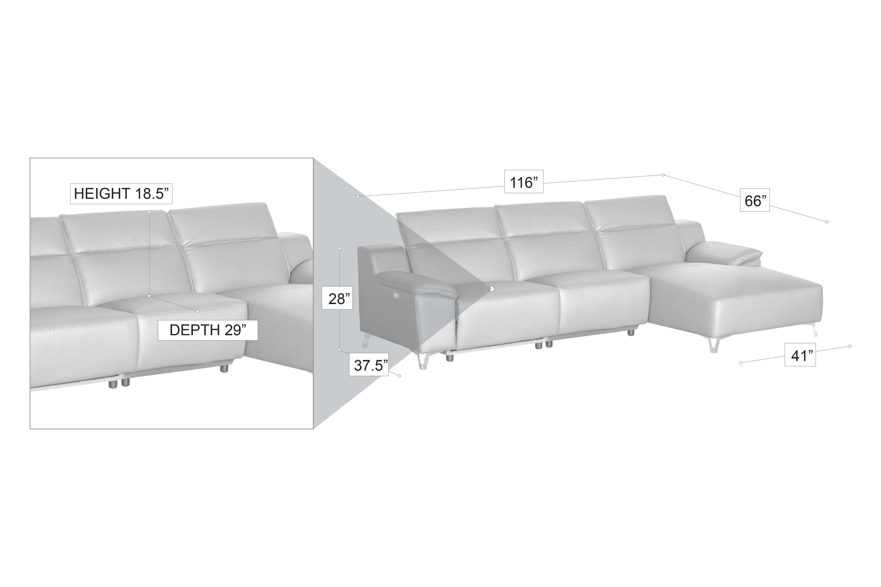 Stanza Melanie Left Facing Sectional - White