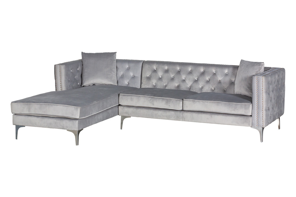 Stanza™ Melissa Left Facing Velvet Sectional - Gray