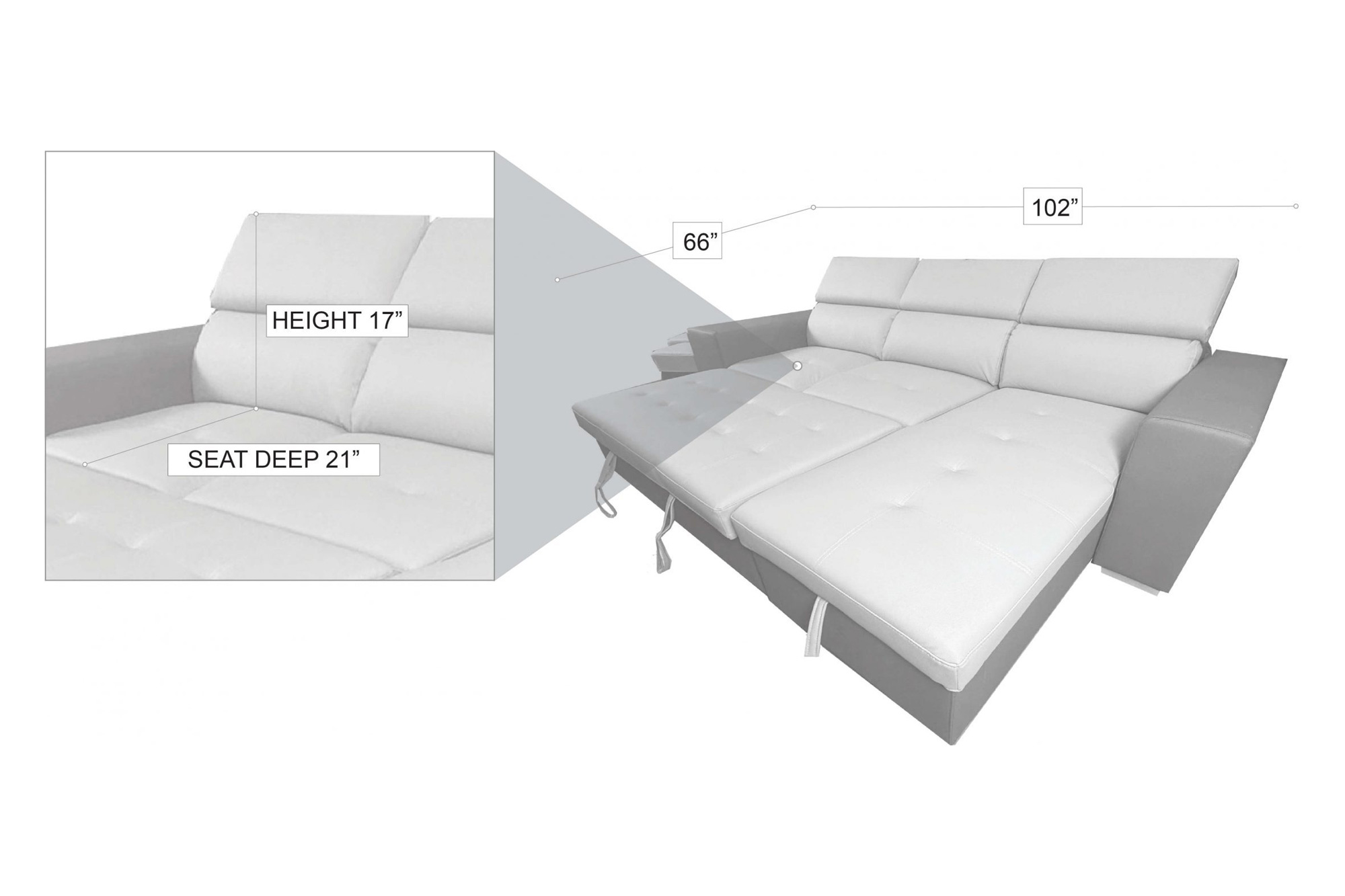 Stanza Milano Reversible Sectional - 2-Tones Gray