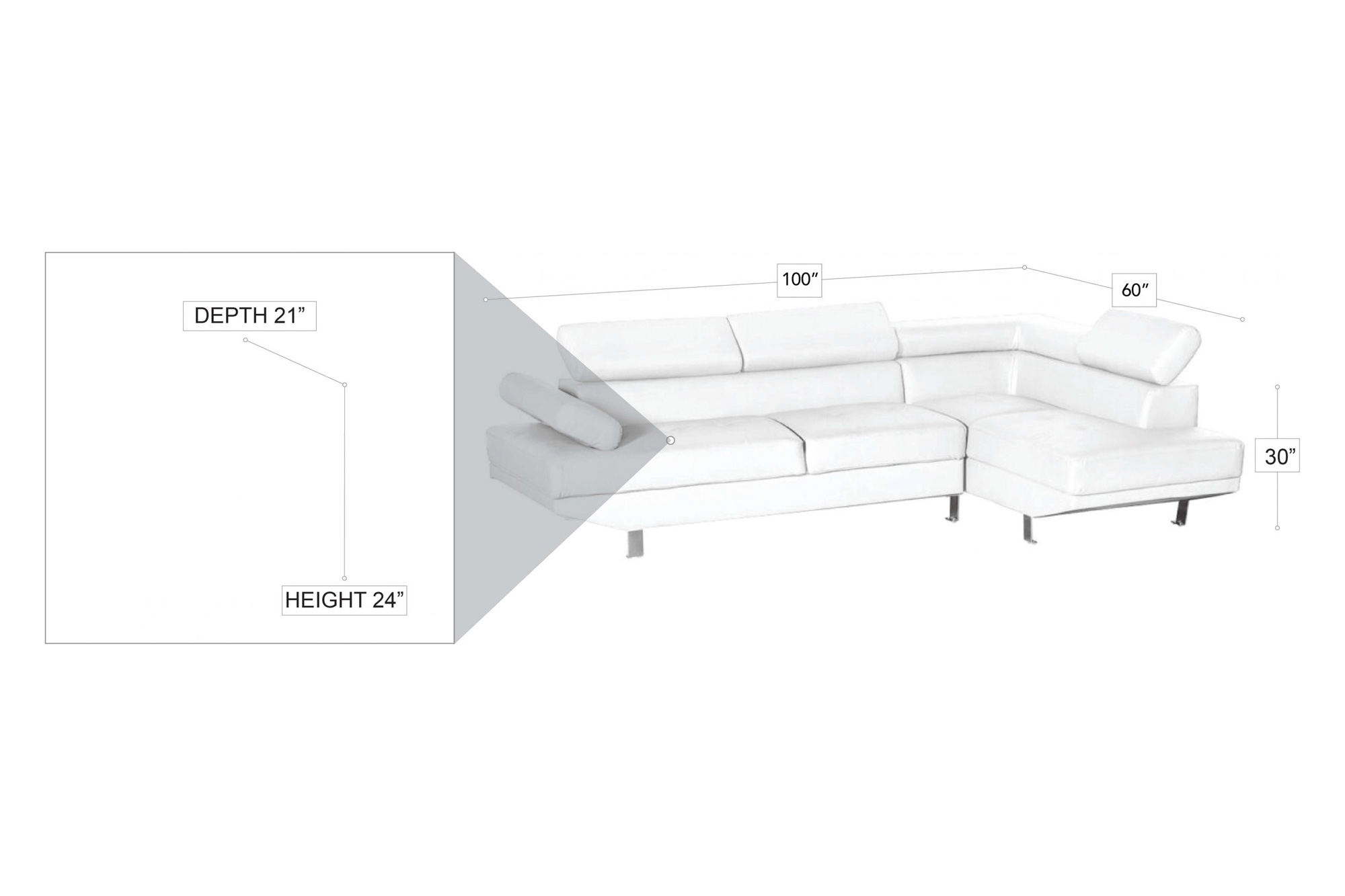 Stanza™ Mykonos Left Facing Sectional - White