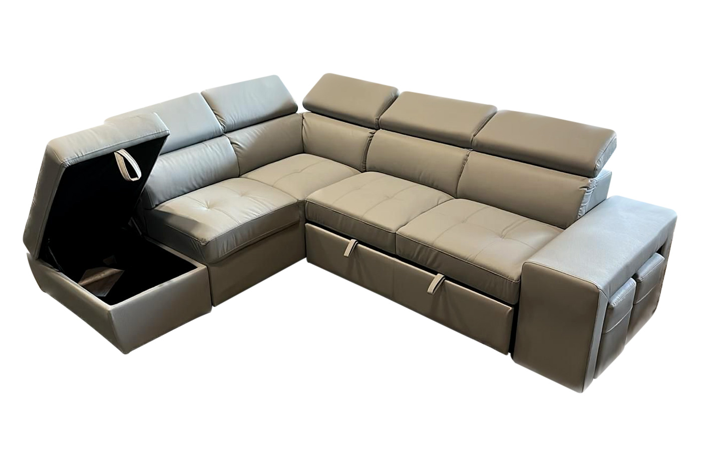 Stanza Positano Left Facing Eco Leather Sectional - White