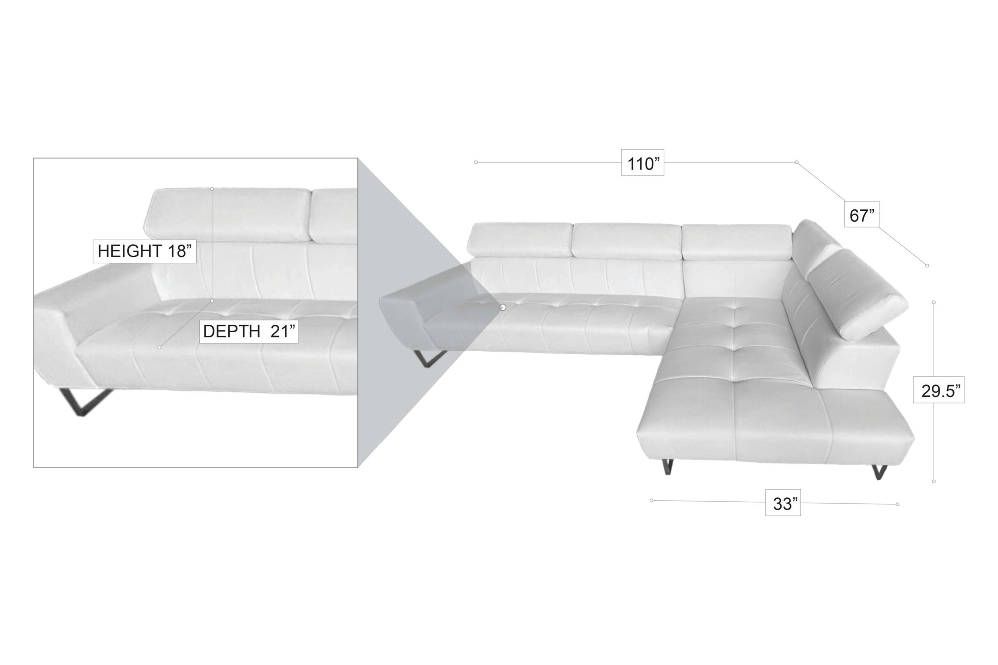 Stanza™ Turin Left Facing Sectional - Gray