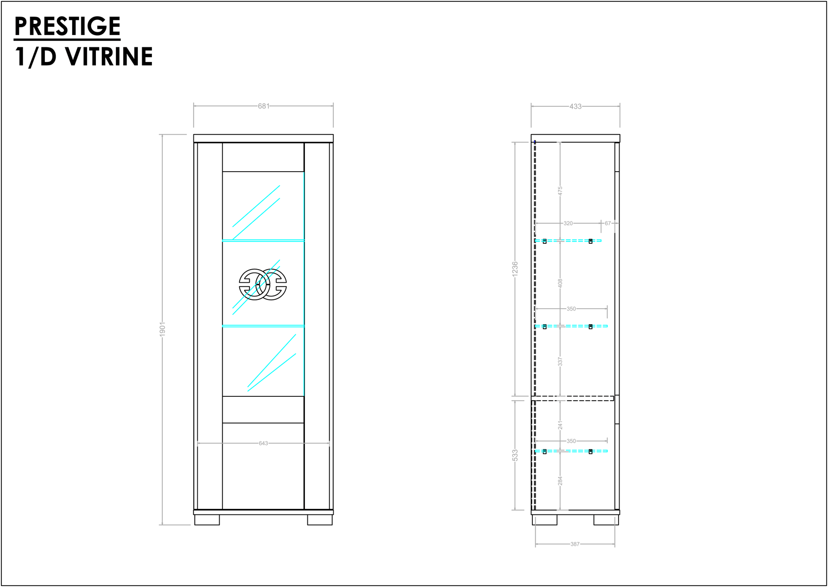 Status Prestige 1-Door Vitrine Right