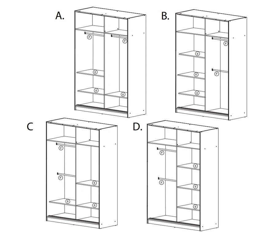 Styles Chico 59" Wardrobe - Black, Manufactured Wood