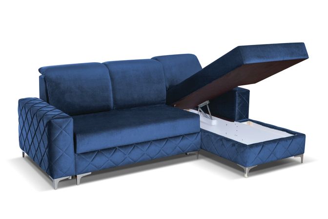 Styles Alfredo Right-Facing Mini Sectional - Blue, Velvet