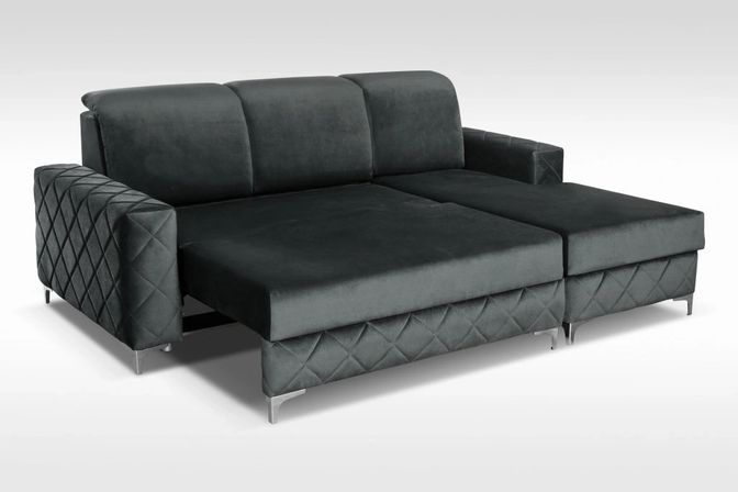 Styles Alfredo Right-Facing Mini Sectional - Gray, Velvet