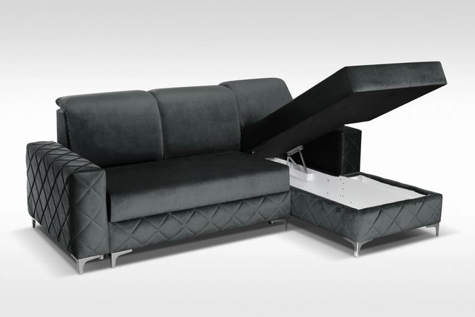 Styles Alfredo Right-Facing Mini Sectional - Gray, Velvet