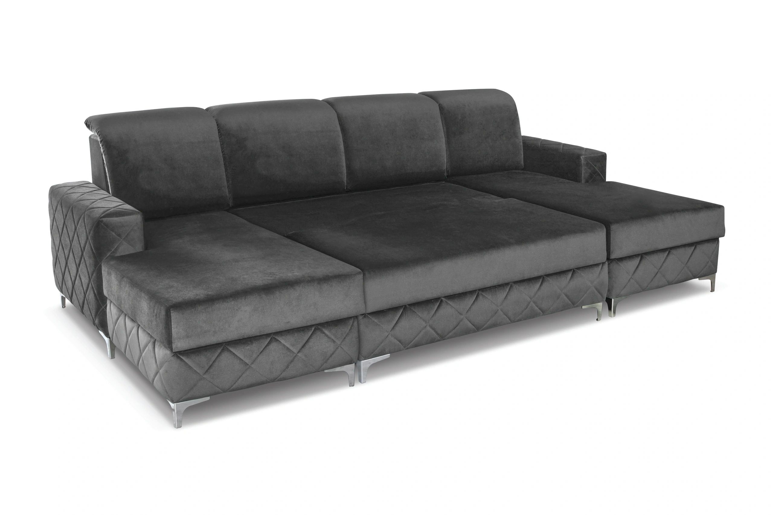 Styles Alfredo Sectional - Gray, Velvet