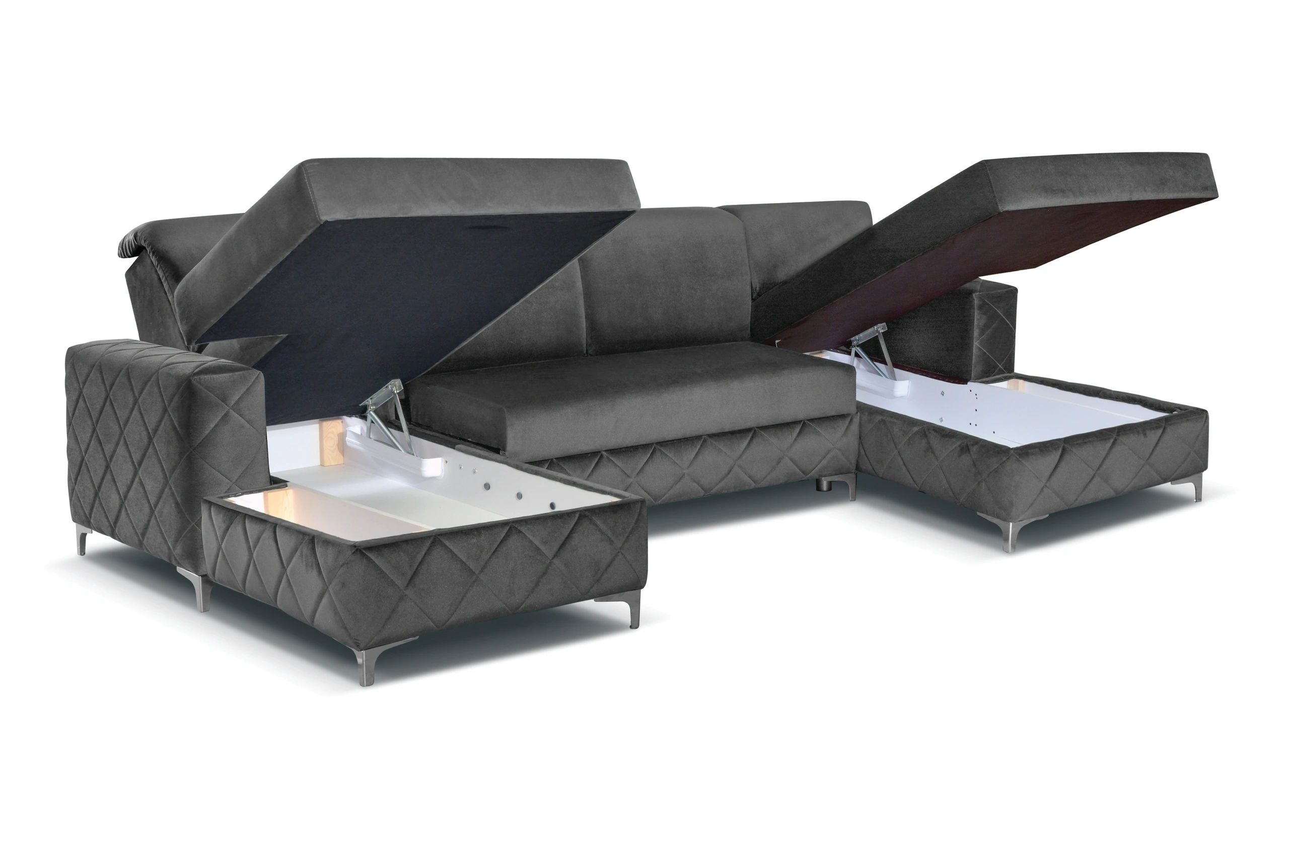 Styles Alfredo Sectional - Gray, Velvet