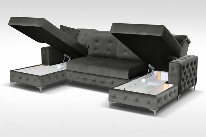 Styles - Verso Sectional in Gray, Velvet