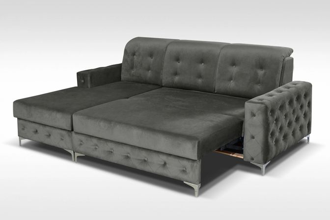 Styles - Verso Mini Sectional in Gray, Velvet