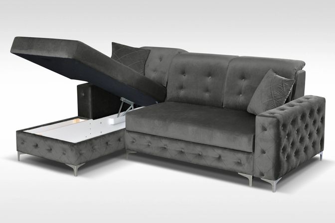 Styles - Verso Mini Sectional in Gray, Velvet