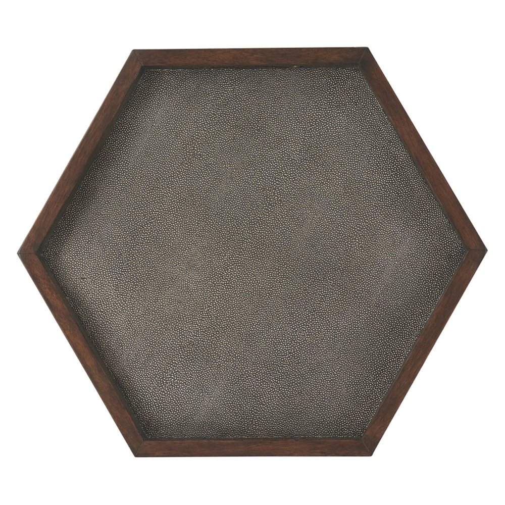 Theodore Alexander Radium Hexagonal Accent Table - Tempest Shagreen