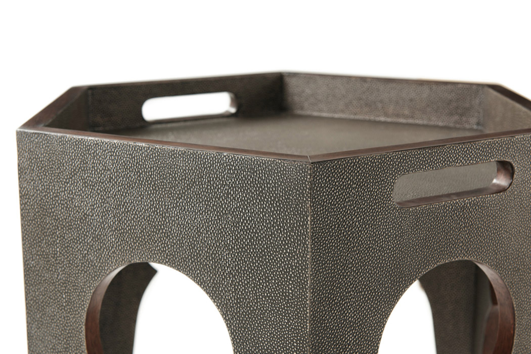 Theodore Alexander Radium Hexagonal Accent Table - Tempest Shagreen