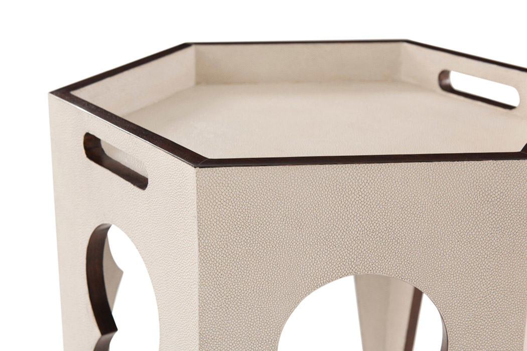 Theodore Alexander Radium Hexagonal Accent Table - Overcast Shagreen