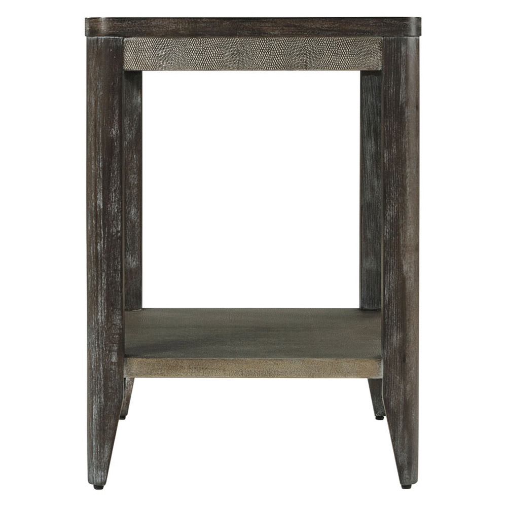 Theodore Alexander Riley Side Table - Rowan Finish/Komodo Leather