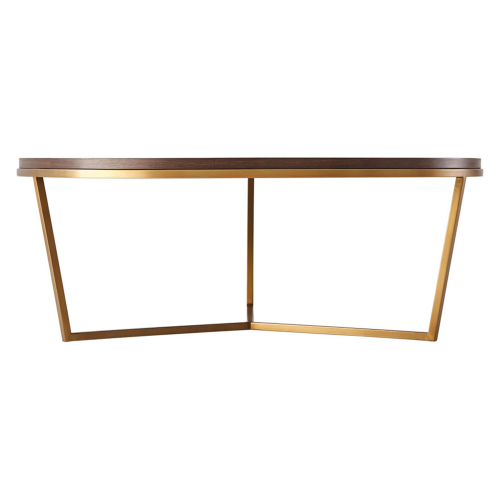 Theodore Alexander Fisher Round Cocktail Table - Walnut Veneer/Brass