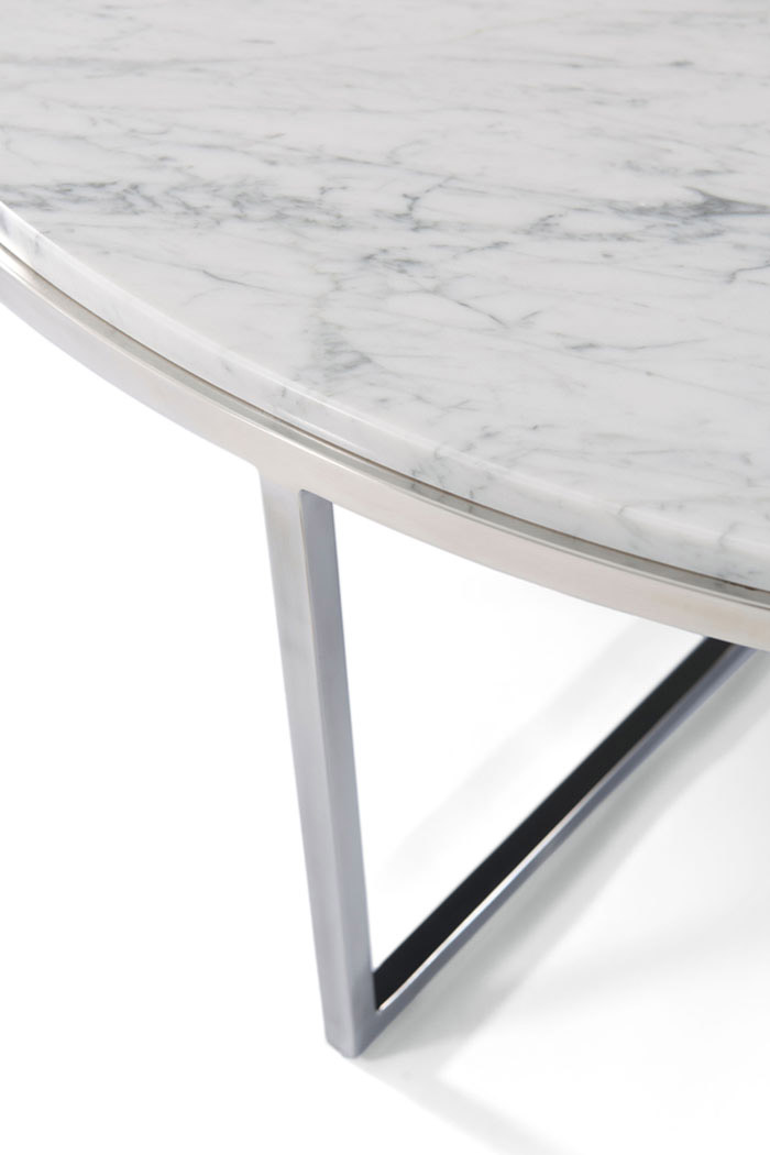 Theodore Alexander Fisher Round Cocktail Table - Marble/Nickel