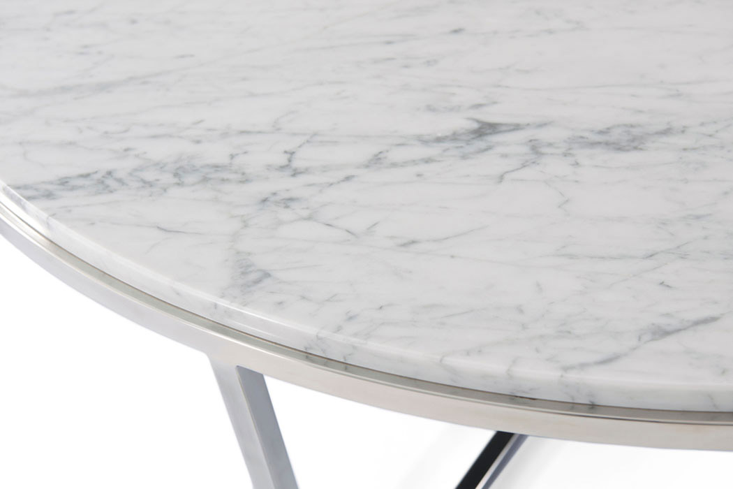 Theodore Alexander Fisher Round Cocktail Table - Marble/Nickel