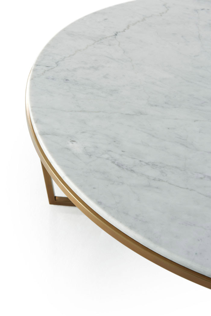 Theodore Alexander Fisher Round Cocktail Table – Marble/Brass