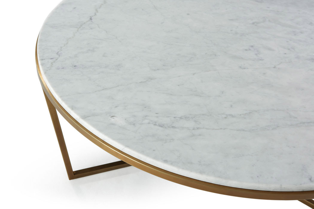 Theodore Alexander Fisher Round Cocktail Table – Marble/Brass