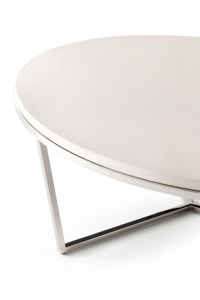 Theodore Alexander™ Fisher Round Cocktail Table Shagreen - Shagreen and Nickel Finish