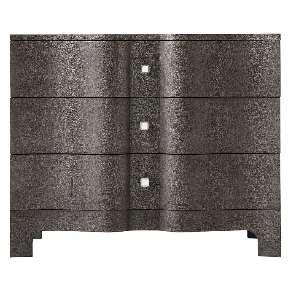 Theodore Alexander Nolan Serpentine 3-Drawer Chest – Tempest/Nickel