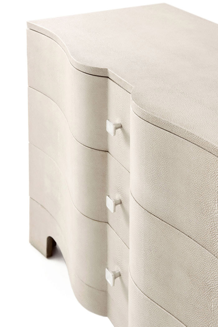 Theodore Alexander Nolan Serpentine 3-Drawers Chest - Overcast/Nickel