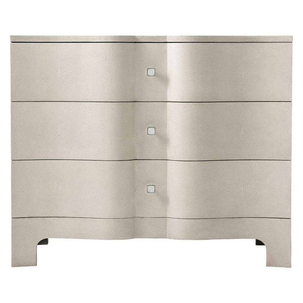 Theodore Alexander Nolan Serpentine 3-Drawers Chest - Overcast/Nickel