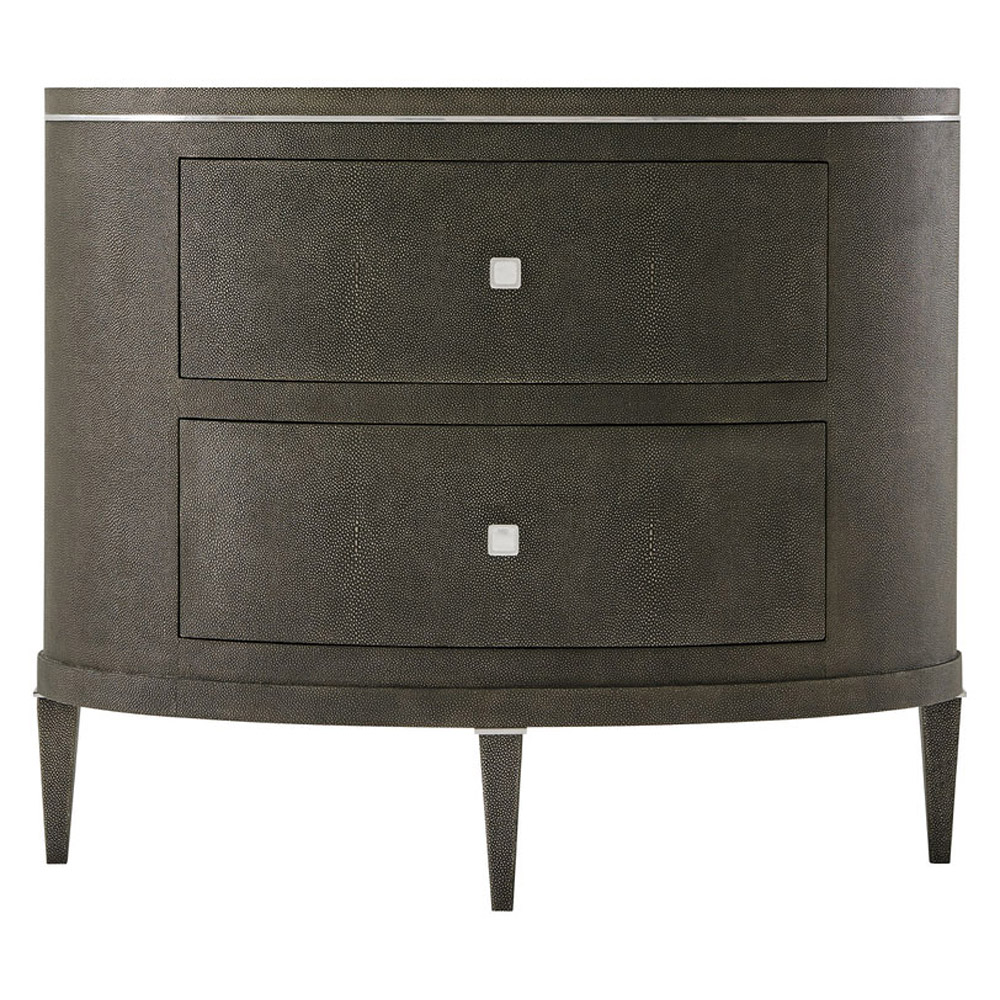 Theodore Alexander Eli Oval Nightstand - Tempest/Nickel