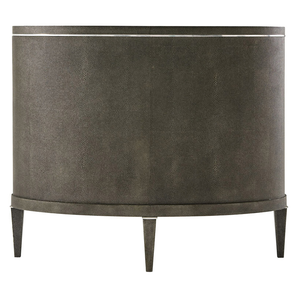 Theodore Alexander Eli Oval Nightstand - Tempest/Nickel