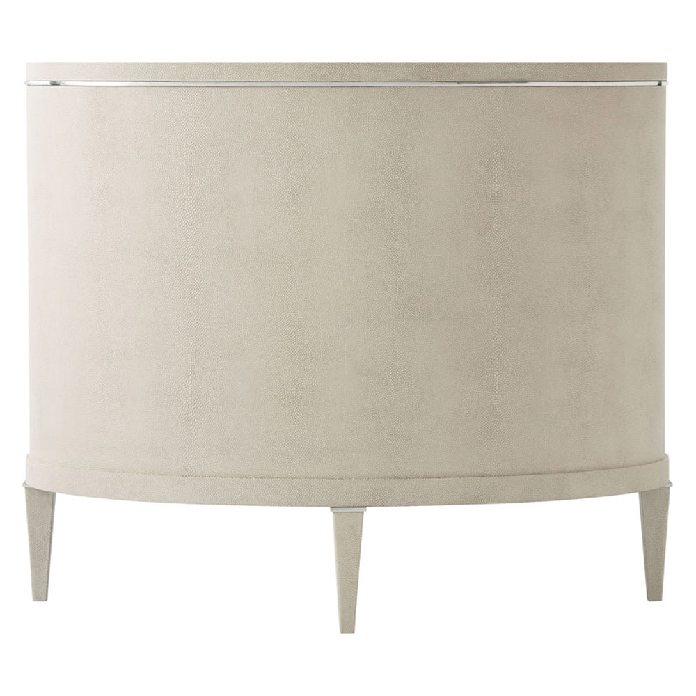 Theodore Alexander Eli Oval Nightstand - Overcast/Nickel