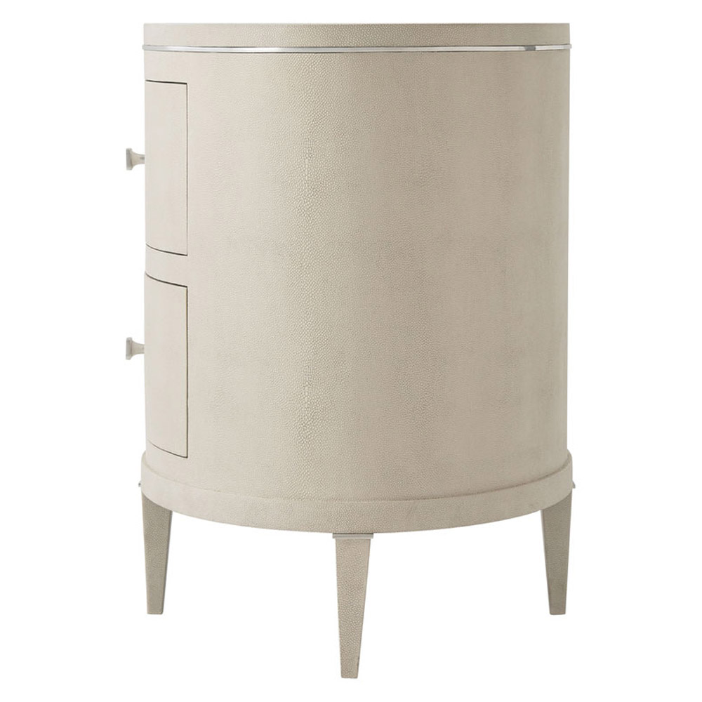 Theodore Alexander Eli Oval Nightstand - Overcast/Nickel