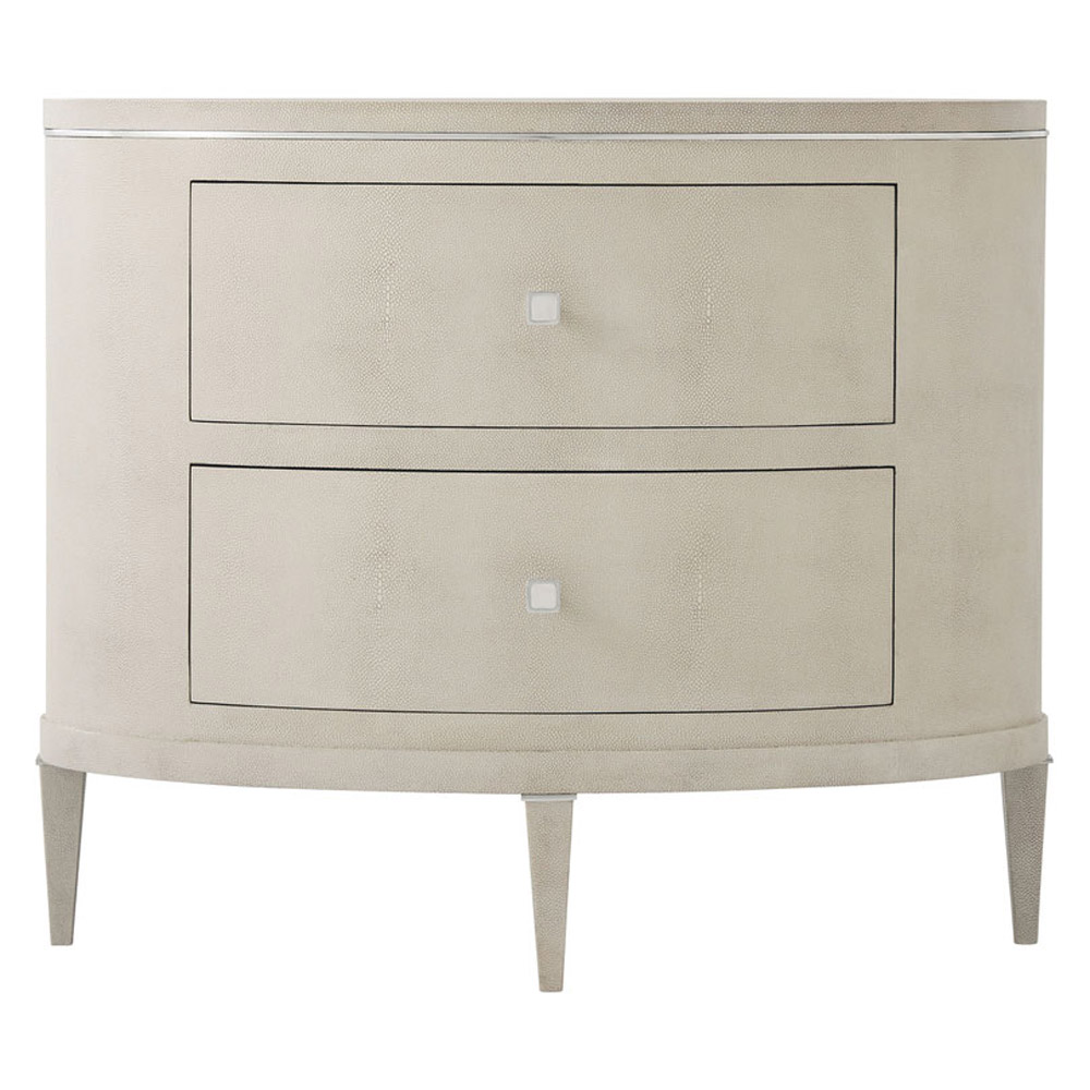 Theodore Alexander Eli Oval Nightstand - Overcast/Nickel