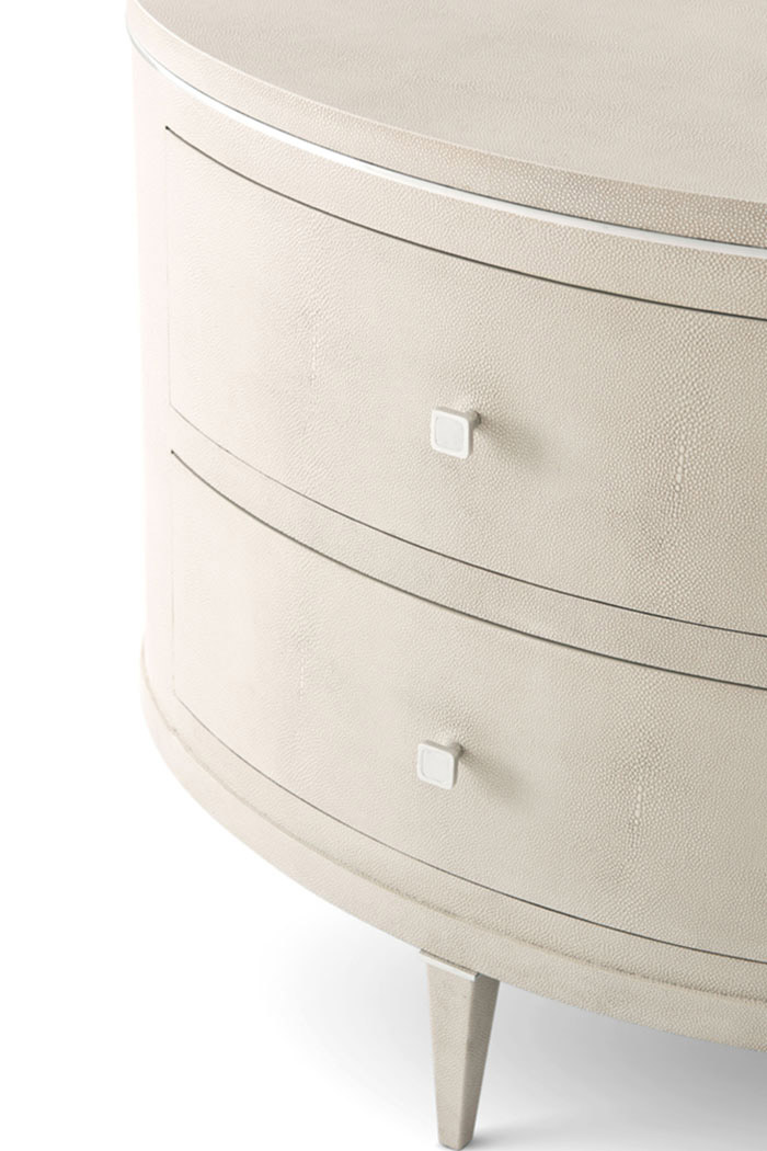 Theodore Alexander Eli Oval Nightstand - Overcast/Nickel