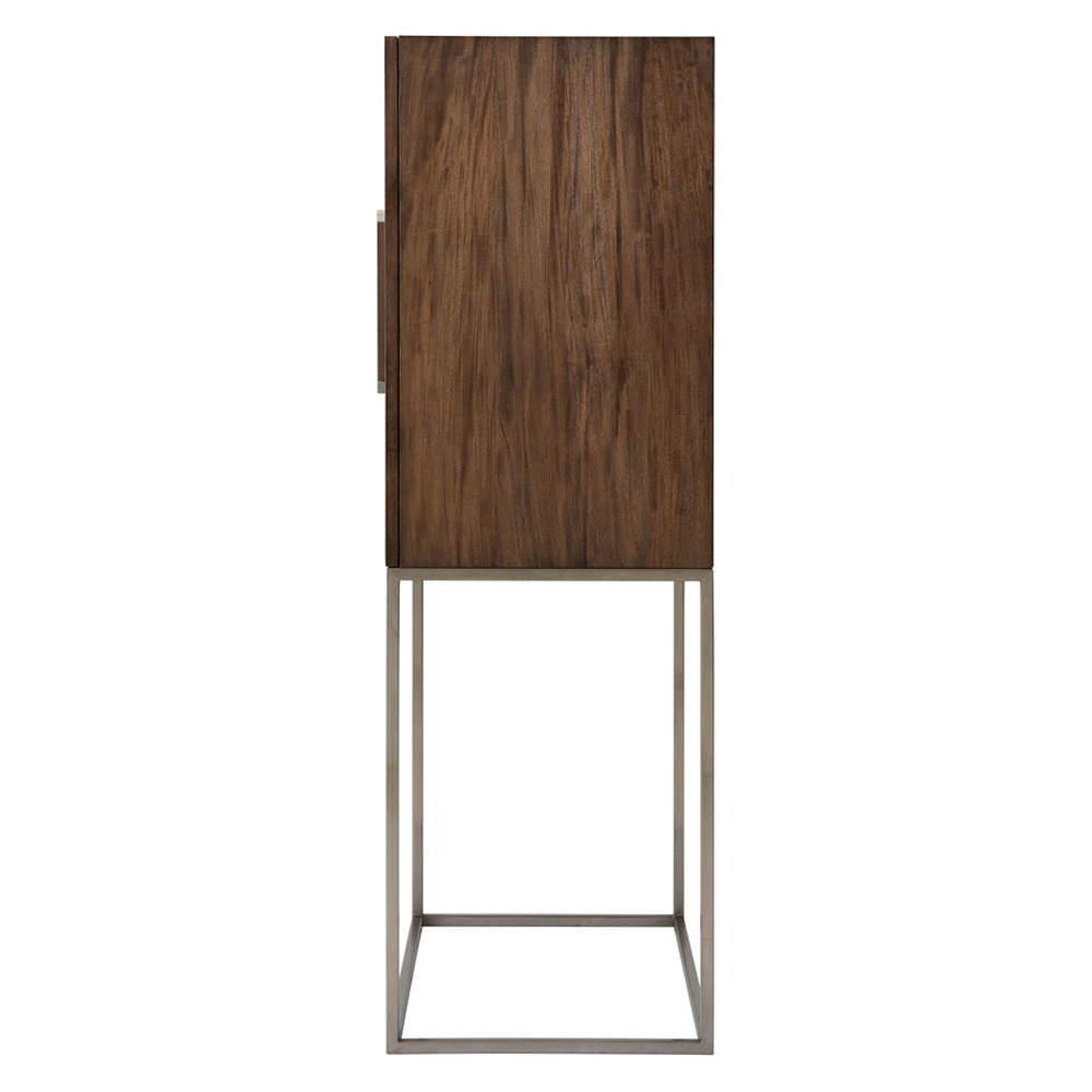 Theodore Alexander Travers Bar Cabinet - Mangrove, Overcast/Polished Nickel