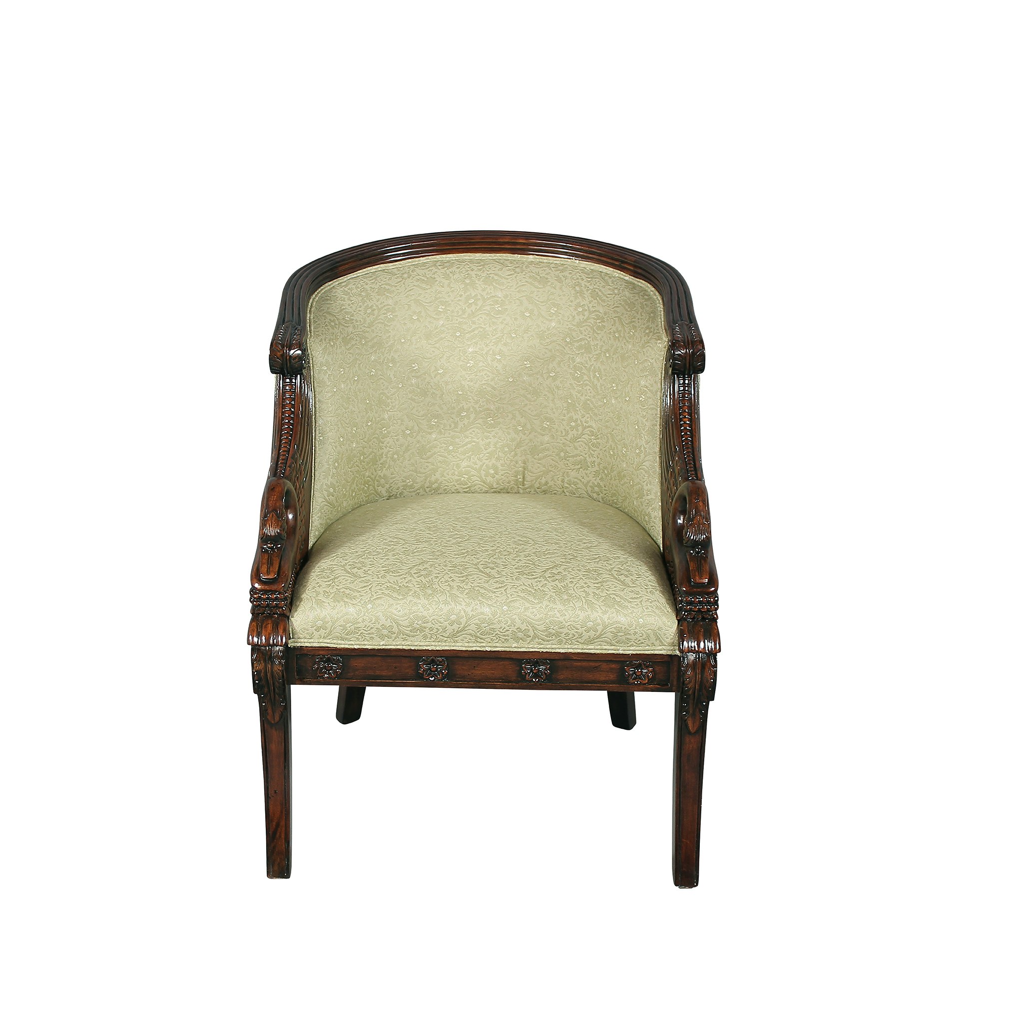 Toscano™ Due Cigno Tub Chair - Green, Fabric/Mahogany