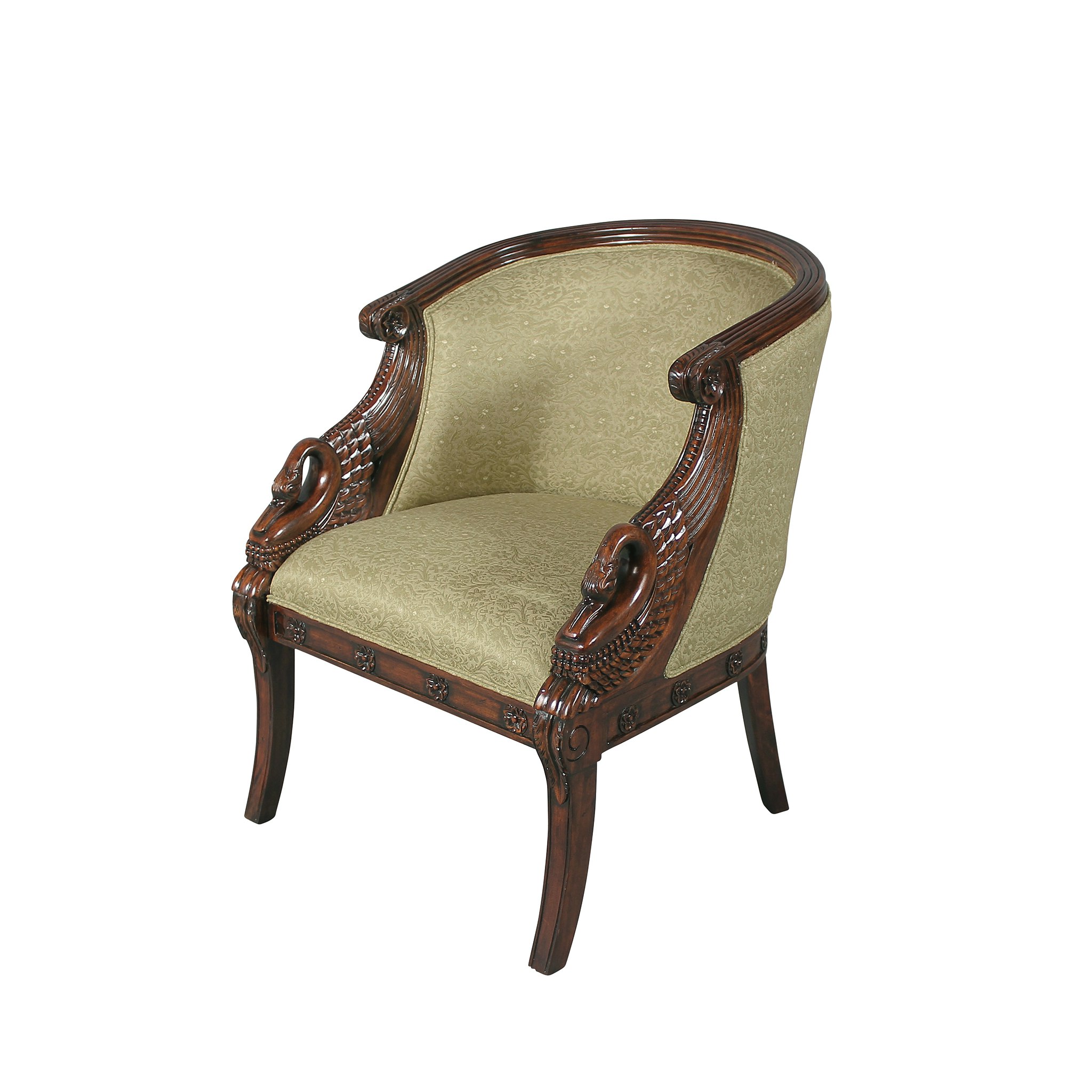 Toscano™ Due Cigno Tub Chair - Green, Fabric/Mahogany