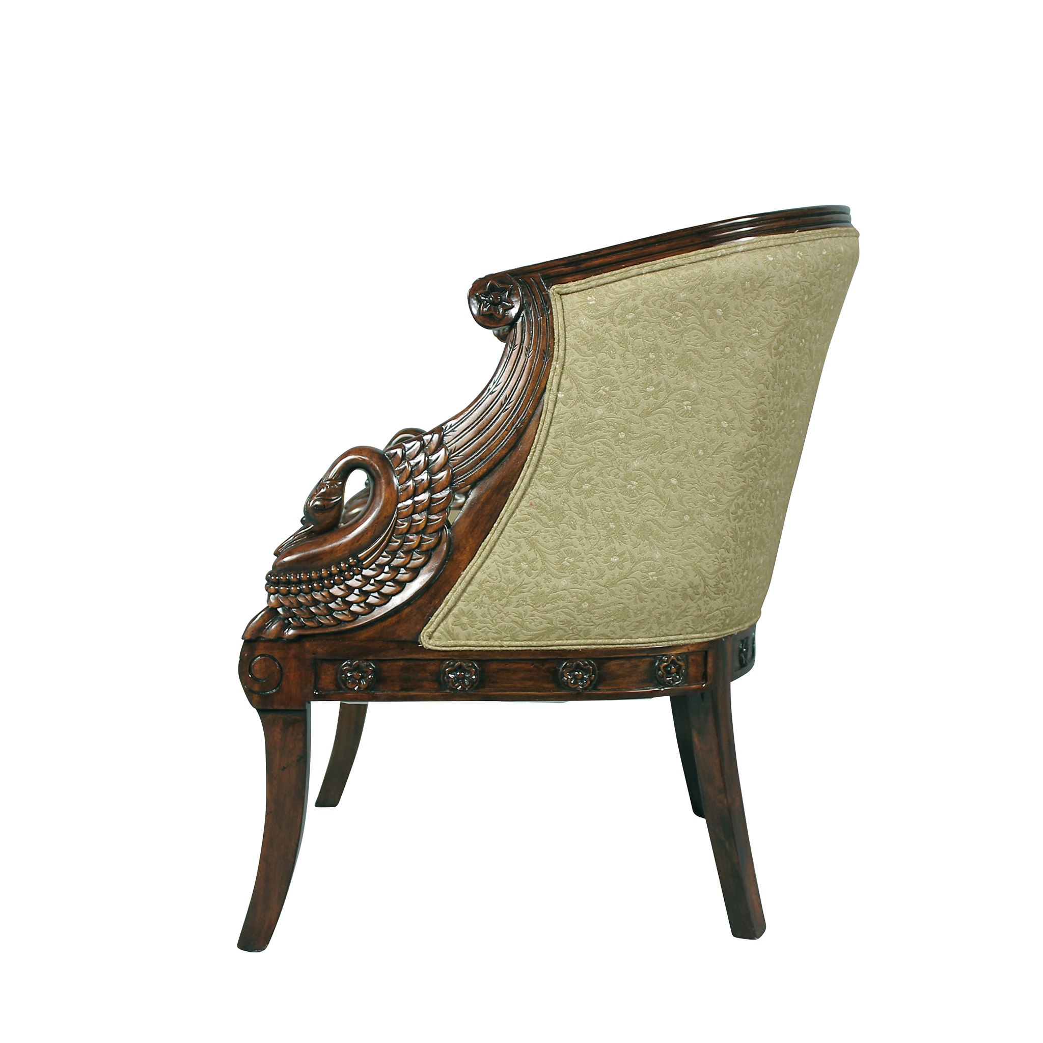 Toscano™ Due Cigno Tub Chair - Green, Fabric/Mahogany