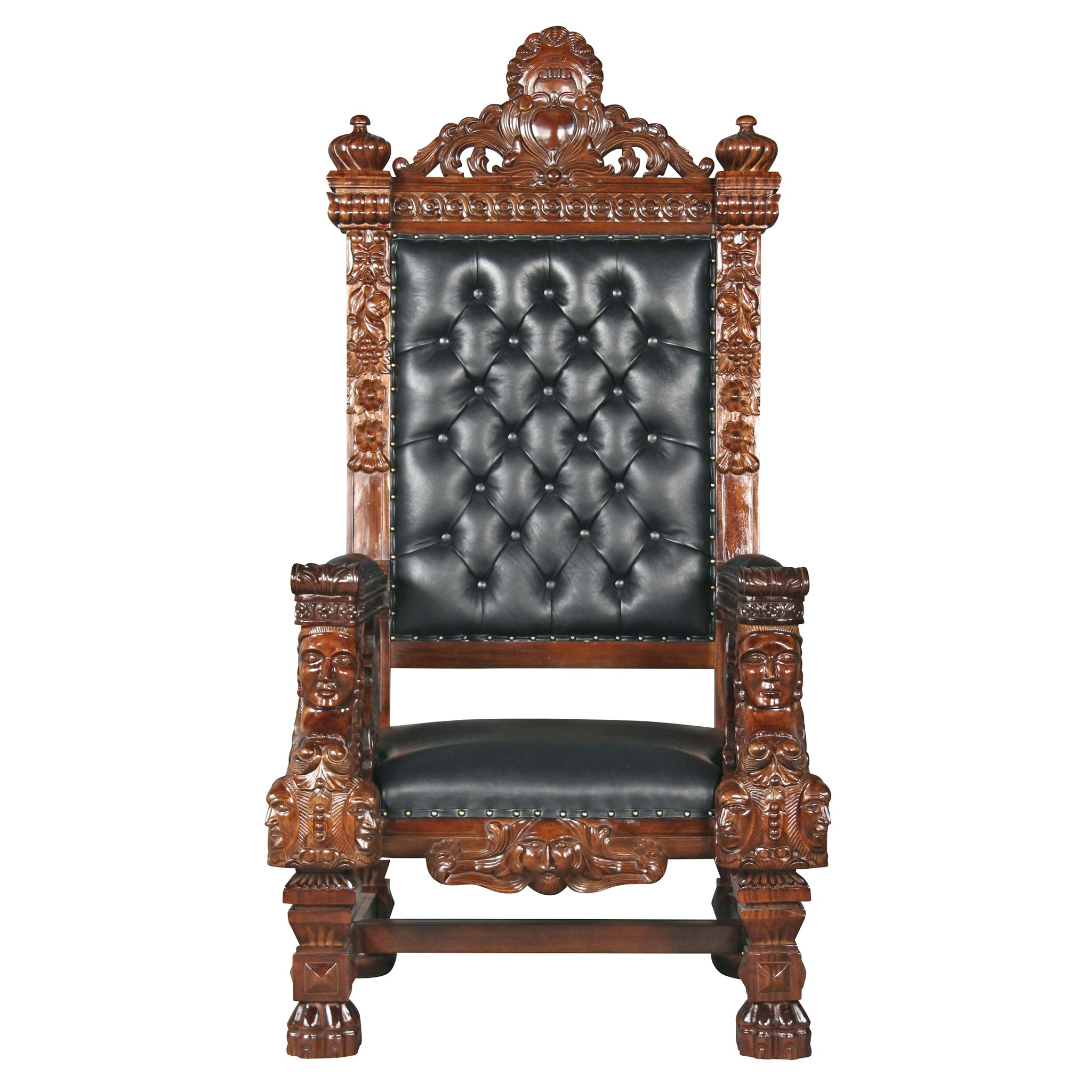 Toscano - The Fitzjames Throne Chair in Black, Leather