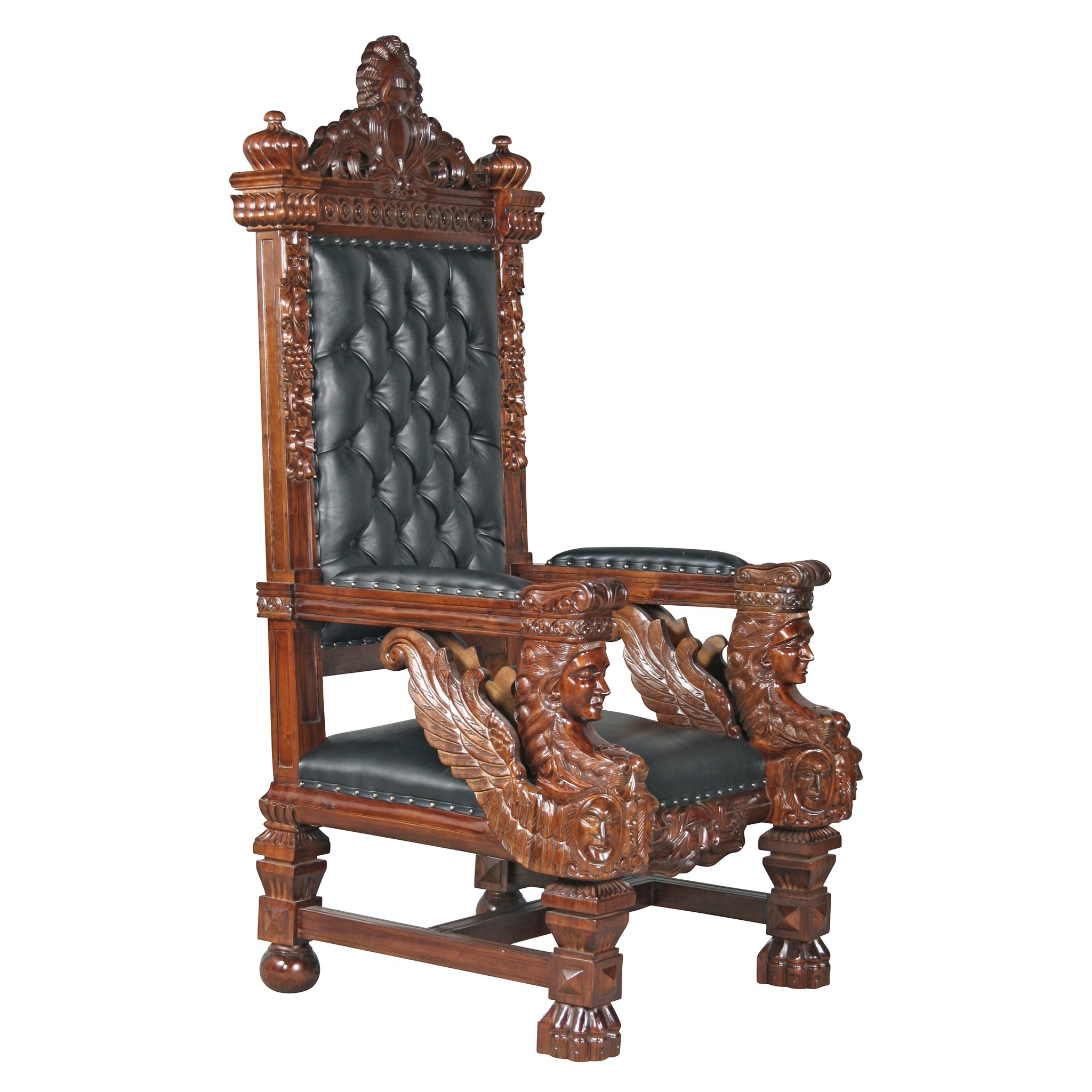 Toscano - The Fitzjames Throne Chair in Black, Leather