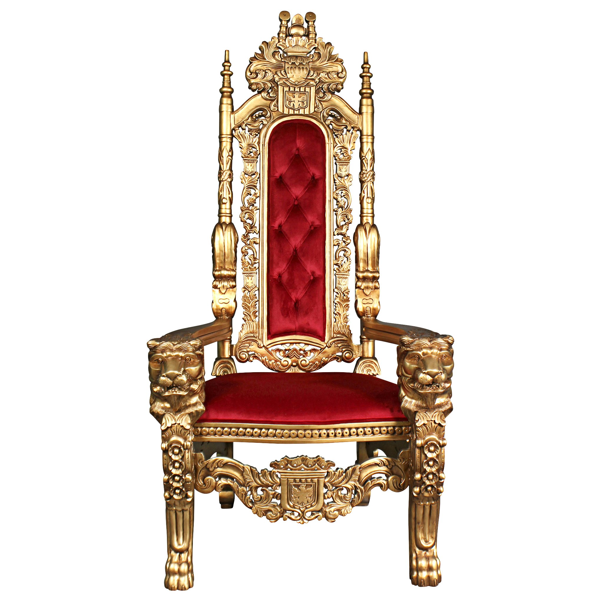 Toscano™ Golden Lord Raffles Lion Throne Chair - Gold, Mahogany