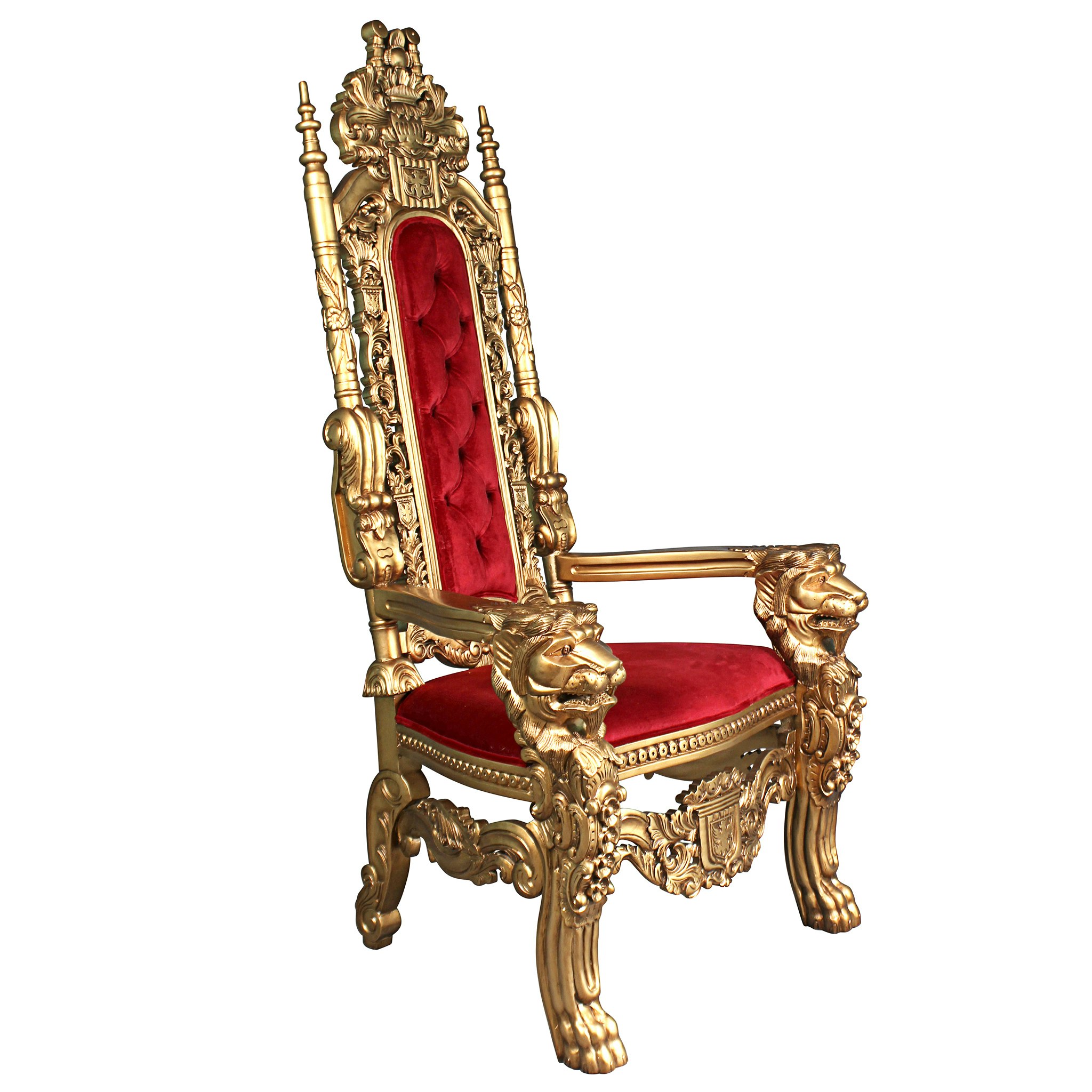 Toscano™ Golden Lord Raffles Lion Throne Chair - Gold, Mahogany