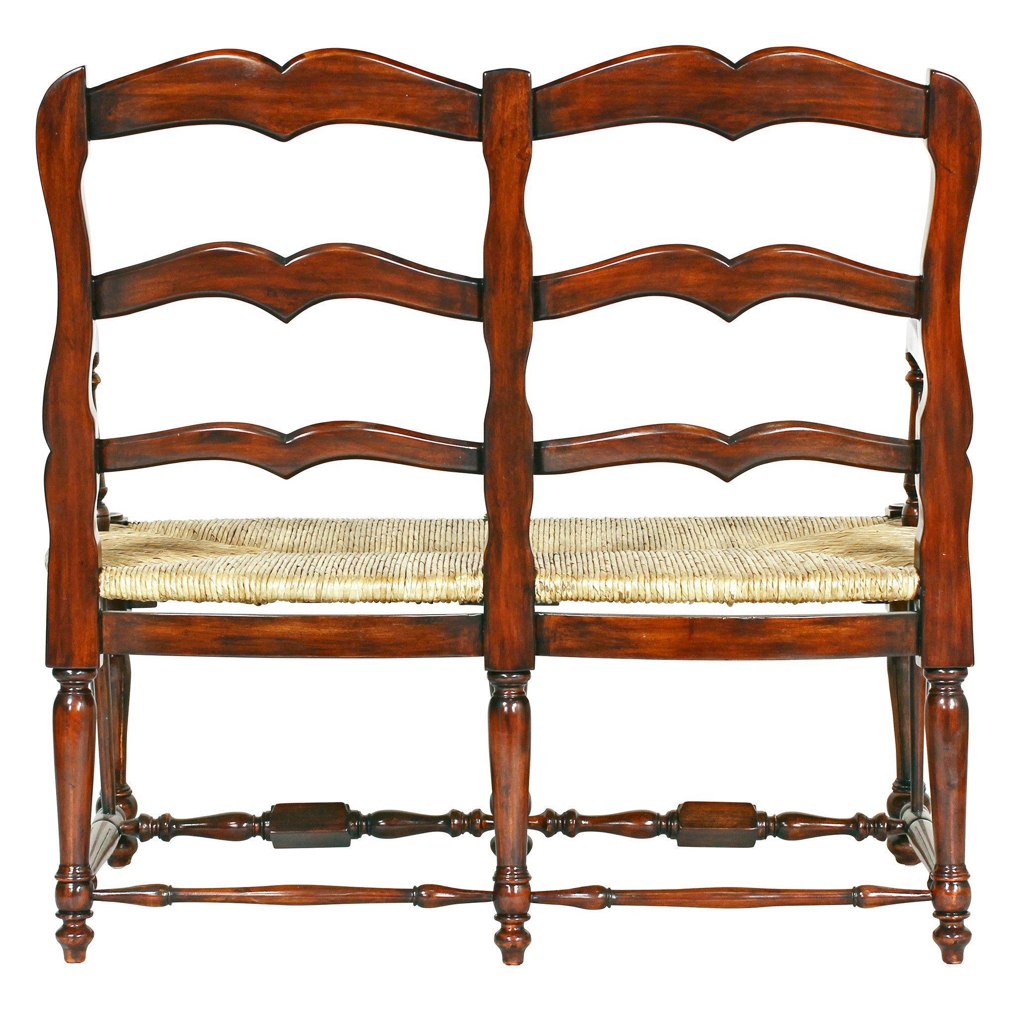 Toscano™ French Provincial Settee - Brown, Woven Rush/Mahogany